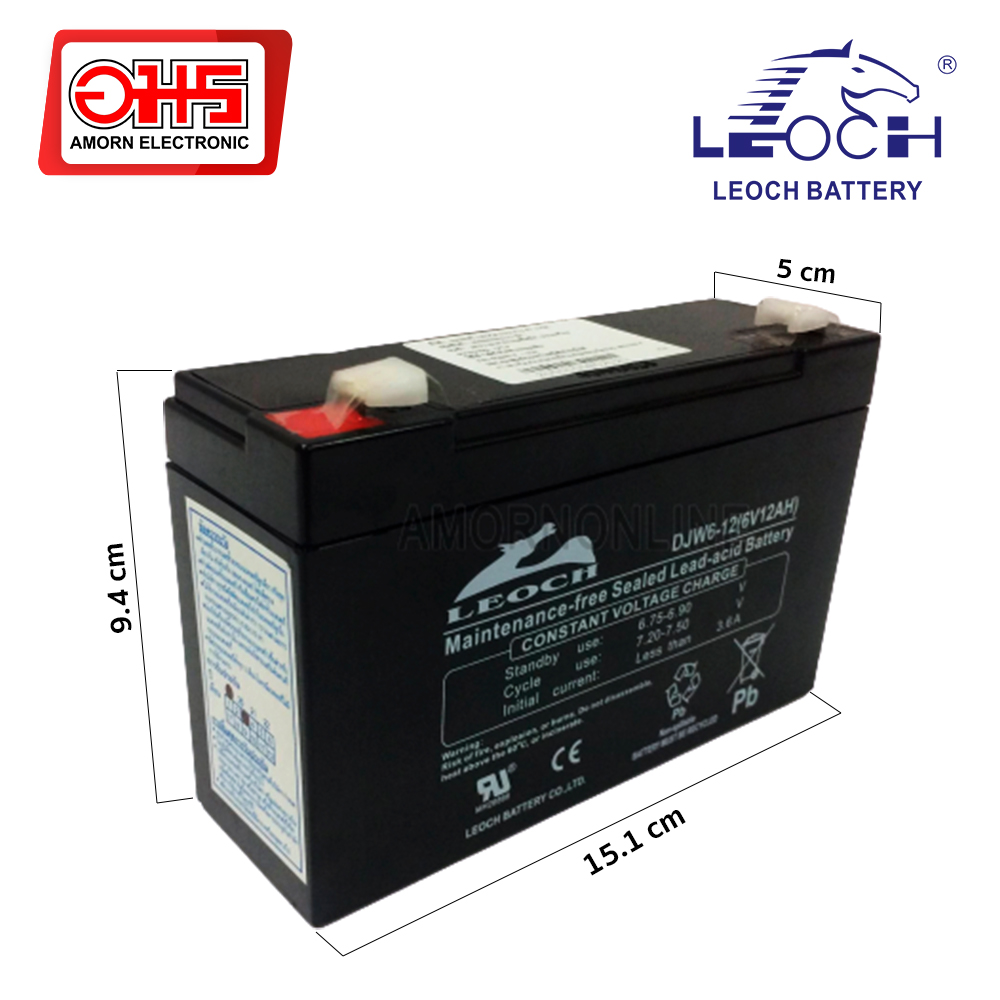 Batterie LEOCH DJW6-12 6V 12Ah Acide scellé de Plomb - Ce Produit est Un  Article d'origine de la Marque LEOCH®